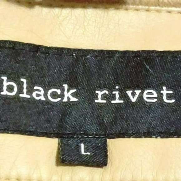 Black Rivet GIII Apparel Women's Large Tan Vegan Leather Motorcycle Jacket - Picture 4 of 12